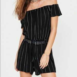 Misguided Bardot Romper black and white UK 10